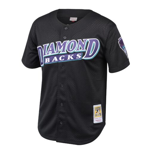 Men's Arizona Diamondbacks Randy Johnson Mitchell & Ness Black Cooperstown Collection Mesh Batting Practice Button-Up Jersey - Image 2