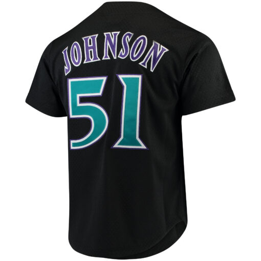 Men's Arizona Diamondbacks Randy Johnson Mitchell & Ness Black Cooperstown Collection Mesh Batting Practice Button-Up Jersey - Image 3