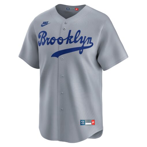 Men's Brooklyn Dodgers Jackie Robinson Gray Throwback Cooperstown Collection Limited Jersey - Image 2