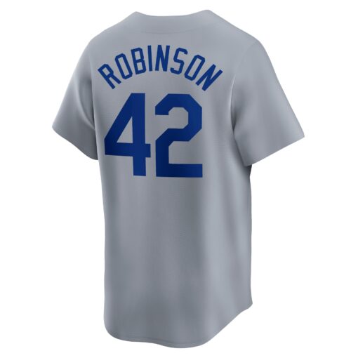 Men's Brooklyn Dodgers Jackie Robinson Gray Throwback Cooperstown Collection Limited Jersey - Image 3