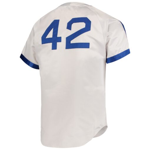 Men's Brooklyn Dodgers Jackie Robinson Mitchell & Ness Gray Cooperstown Collection Jersey - Image 3