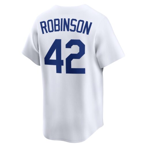 Men's Brooklyn Dodgers Jackie Robinson White Throwback Cooperstown Collection Limited Jersey - Image 3