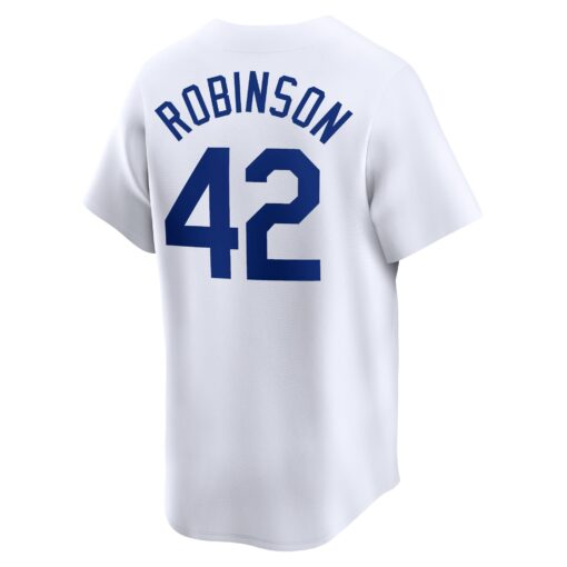 Men's Brooklyn Dodgers Jackie Robinson White Throwback Cooperstown Collection Limited Jersey - Image 3