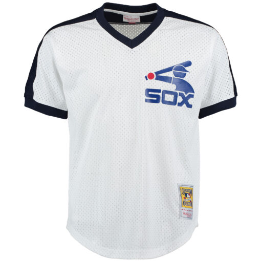 Men's Chicago White Sox Carlton Fisk Mitchell & Ness White Cooperstown Mesh Batting Practice Jersey - Image 2