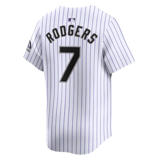 Men's Colorado Rockies Brendan Rodgers White Home Limited Player Jersey - Image 3