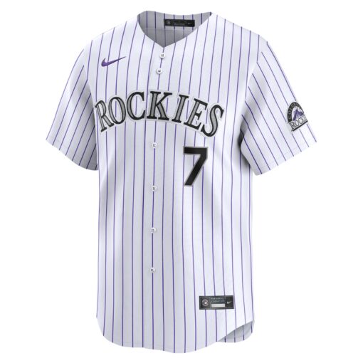 Men's Colorado Rockies Brendan Rodgers White Home Limited Player Jersey - Image 2