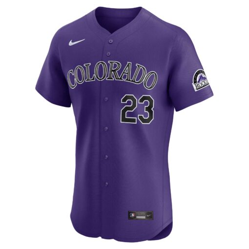 Men's Colorado Rockies Kris Bryant Purple Alternate Elite Player Jersey - Image 2