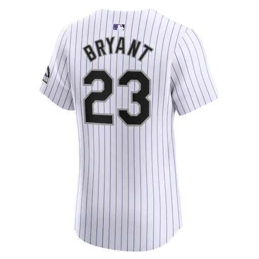 Men's Colorado Rockies Kris Bryant White Home Elite Jersey - Image 3