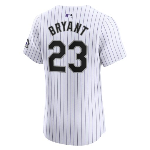 Men's Colorado Rockies Kris Bryant White Home Elite Jersey - Image 3