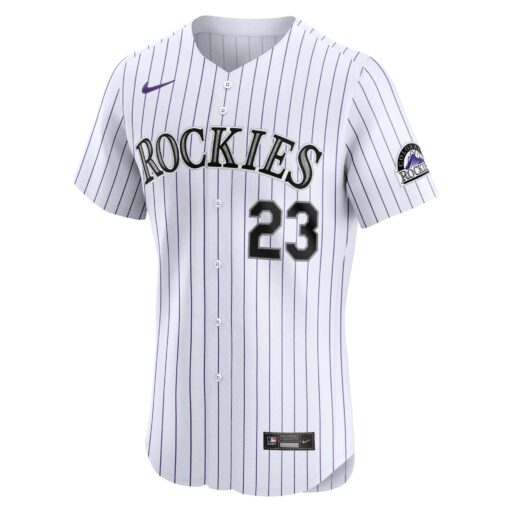 Men's Colorado Rockies Kris Bryant White Home Elite Jersey - Image 2