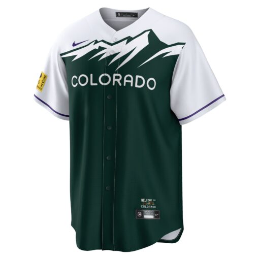 Men's Colorado Rockies Kris Bryant White/Forest Green City Connect Player Jersey - Image 2