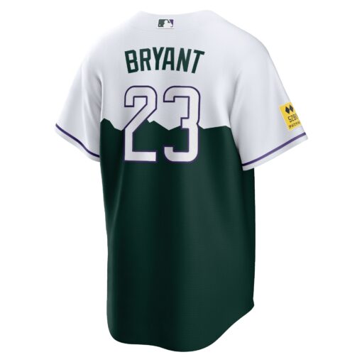 Men's Colorado Rockies Kris Bryant White/Forest Green City Connect Player Jersey - Image 3