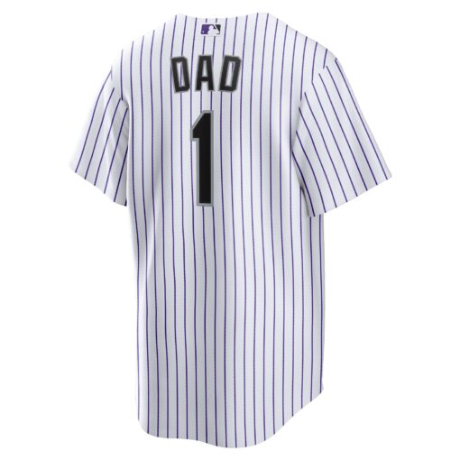 Men's Colorado Rockies White #1 Dad Home Jersey - Image 3