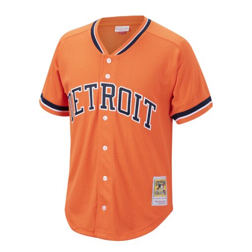 Men's Detroit Tigers Kirk Gibson Mitchell & Ness Orange Cooperstown Collection Mesh Batting Practice Button-Up Jersey - Image 2