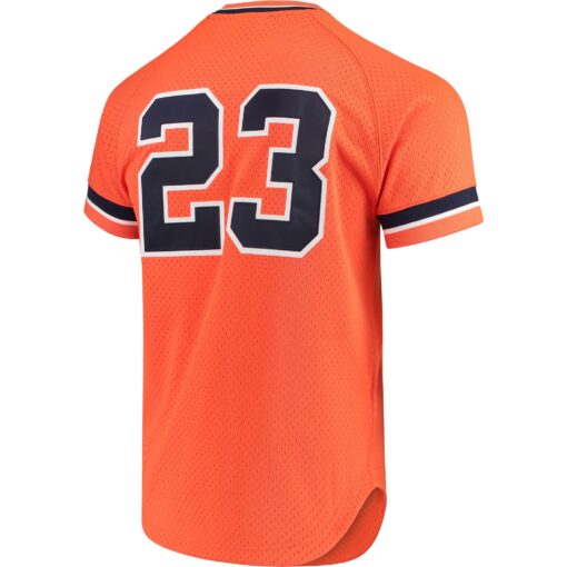 Men's Detroit Tigers Kirk Gibson Mitchell & Ness Orange Cooperstown Collection Mesh Batting Practice Button-Up Jersey - Image 3