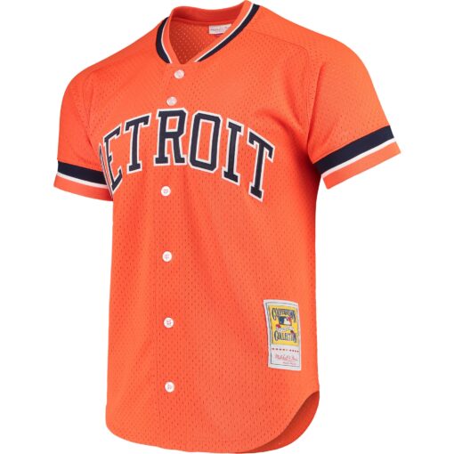 Men's Detroit Tigers Kirk Gibson Mitchell & Ness Orange Cooperstown Collection Mesh Batting Practice Button-Up Jersey - Image 2