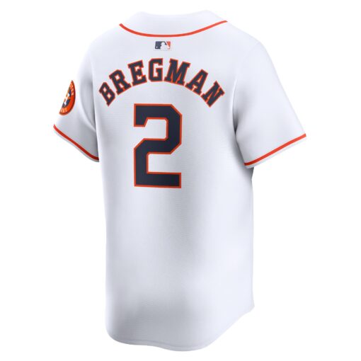 Men's Houston Astros Alex Bregman White Home Limited Player Jersey - Image 3