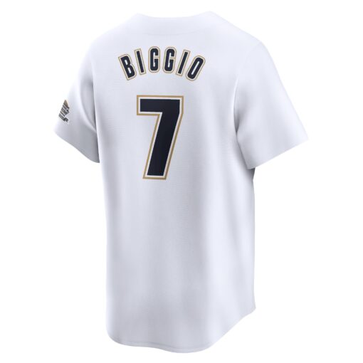 Men's Houston Astros Craig Biggio White Throwback Cooperstown Collection Limited Jersey - Image 3
