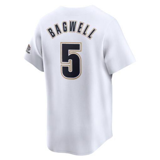 Men's Houston Astros Jeff Bagwell White Throwback Cooperstown Collection Limited Jersey - Image 3