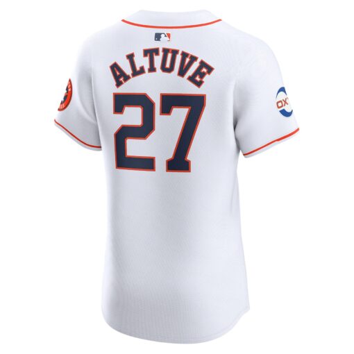 Men's Houston Astros Jose Altuve White Home Elite Sponsor Patch Player Jersey - Image 3