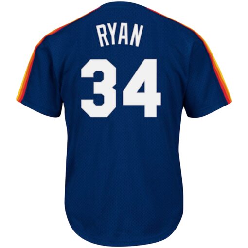 Men's Houston Astros Nolan Ryan Mitchell & Ness Navy Cooperstown Collection Big & Tall Mesh Batting Practice Jersey - Image 3