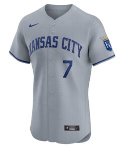 Alternative view of Men's Kansas City Royals Bobby Witt Jr. Gray Road Elite Player Jersey