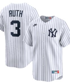 Men's New York Yankees Babe Ruth White Throwback Cooperstown Collection Limited Jersey