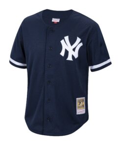 Alternative view of Men's New York Yankees Bernie Williams Mitchell & Ness Navy Cooperstown Collection Mesh Batting Practice Button-Up Jersey