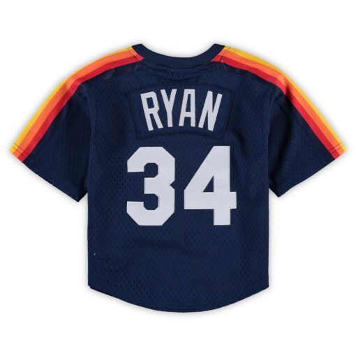 Preschool & Toddler Houston Astros Nolan Ryan Mitchell & Ness Navy Cooperstown Collection Mesh Batting Practice Jersey - Image 3