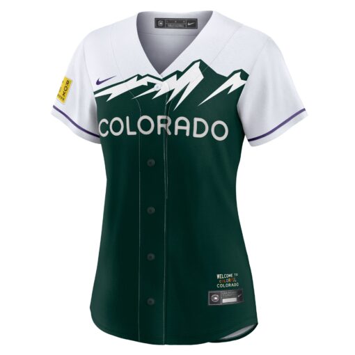 Women's Colorado Rockies Charlie Blackmon White/Forest Green City Connect Player Jersey - Image 2