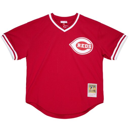 Youth Cincinnati Reds Barry Larkin Mitchell & Ness Red Cooperstown Collection Mesh Batting Practice Jersey - Image 2