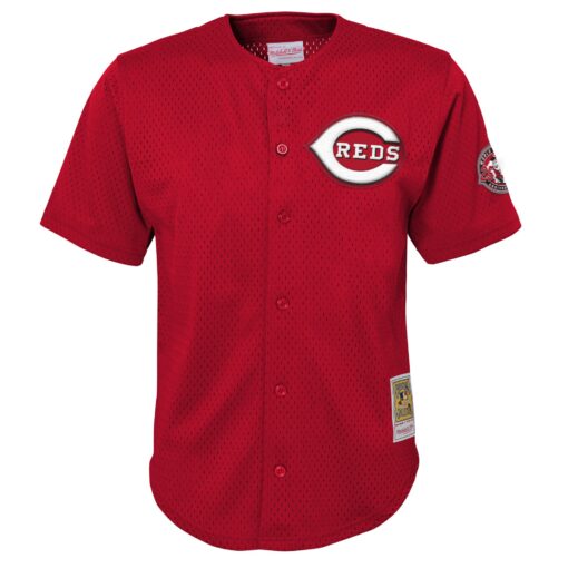 Youth Cincinnati Reds Ken Griffey Jr. Mitchell & Ness Red Cooperstown Collection Mesh Batting Practice Jersey - Image 2