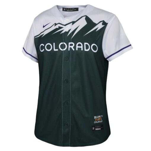 Youth Colorado Rockies Kris Bryant Green City Connect Player Jersey - Image 2