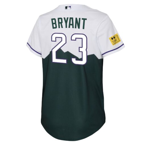 Youth Colorado Rockies Kris Bryant Green City Connect Player Jersey - Image 3