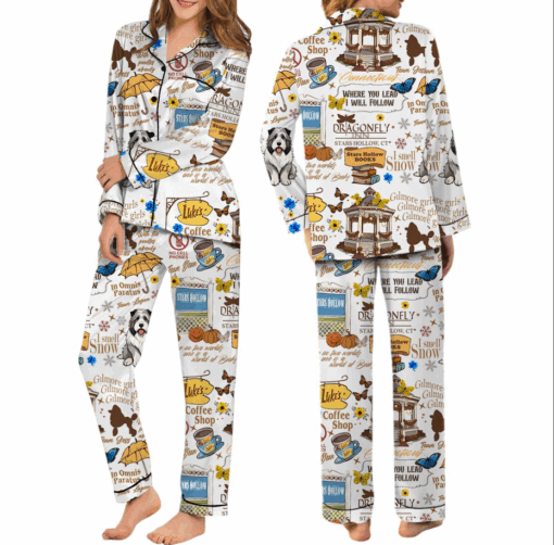 Stars Hollow Satin Pajama Set For Women, Gilmore Girls Pajama Set - Image 5