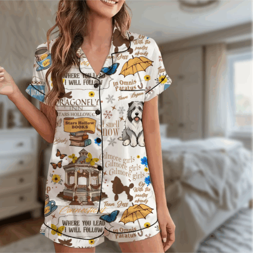 Stars Hollow Satin Pajama Set For Women, Gilmore Girls Pajama Set - Image 2