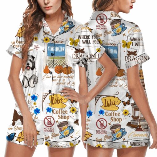 Stars Hollow Satin Pajama Set For Women, Gilmore Girls Pajama Set - Image 3