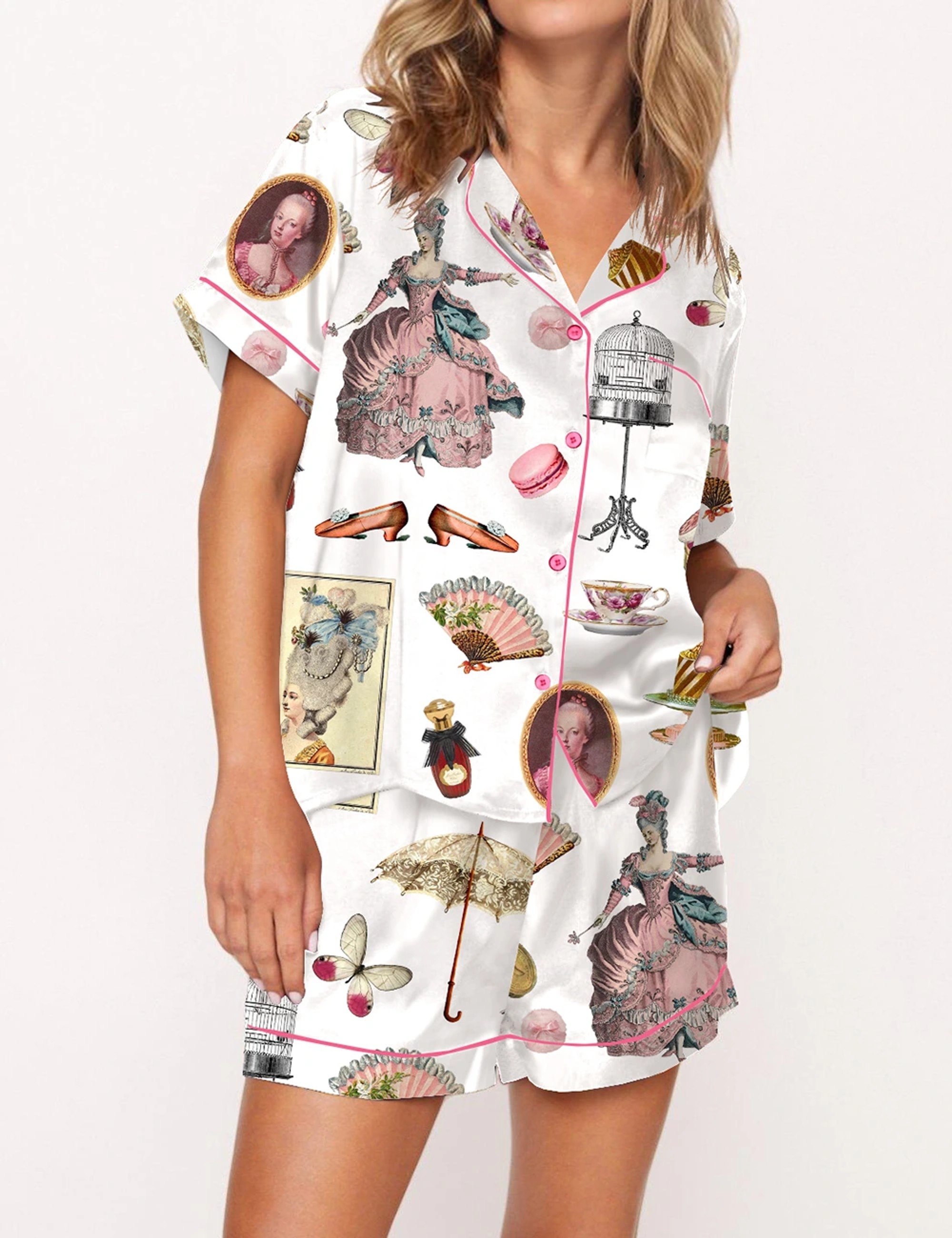 Vintage Satin Pajama Set For Women