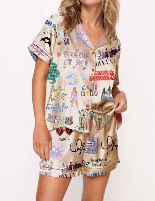 Music Artists Tour Satin Pajama Set For Women - Image 6