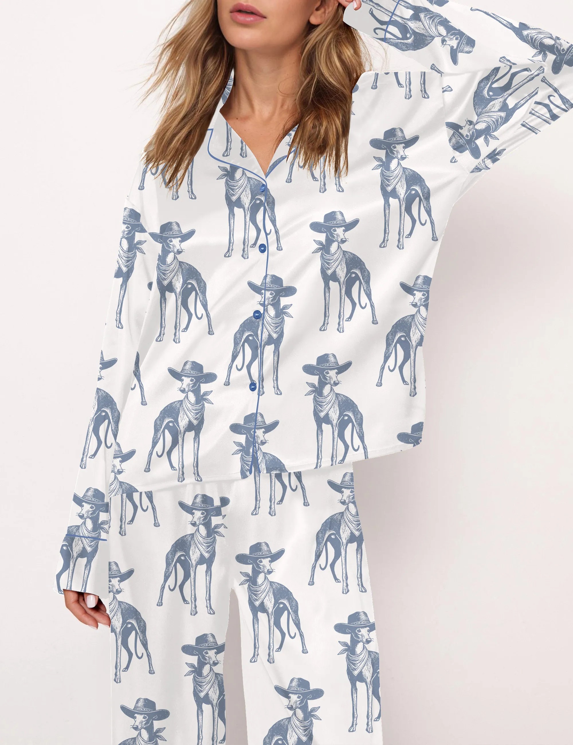 Whippet Vintage Silky Satin Pajama Set For Women