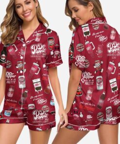 Dr Pepper Satin Pajamas Set, Dr Pepper Soda Lover Pjs, Dr Pepper Gift