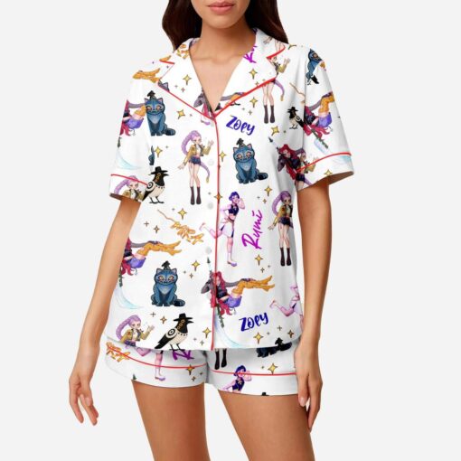 Kpop Demon Hunters Satin Pajama Set, Derpy the Tiger And Bird Sleepwear - Image 2