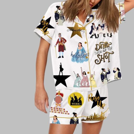 Hamilton The Musical Inspired Tour Print Satin Pajama Set For Women - Image 4