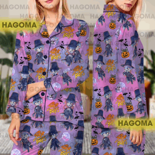 Kpop Saja Boys Halloween Satin Pajamas Set, Kpop Demon Hunters Women Pajama - Image 4