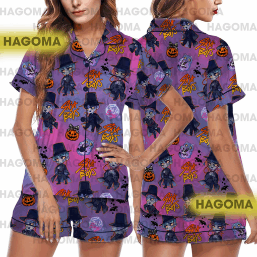 Kpop Saja Boys Halloween Satin Pajamas Set, Kpop Demon Hunters Women Pajama - Image 6