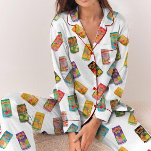 Hawaiian Drinks Satin Pajama Set For Women - Image 7