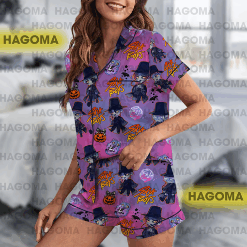 Kpop Saja Boys Halloween Satin Pajamas Set, Kpop Demon Hunters Women Pajama - Image 2
