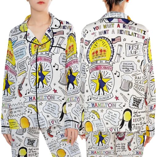 Hamilton Musical Silky Satin Pajama Set For Women - Image 6