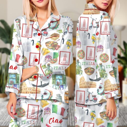 Italy Roman Travel Satin Pajamas Sets - Image 7