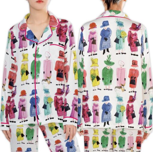 Queen Elizabeth II Rainbow Satin Pajama Set, Satin Pajamas For Women - Image 4